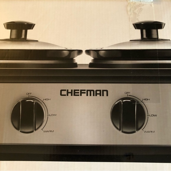 Chefman Double Slow Cooker 2 x 1.25 Quart Oval Stoneware Crocks - Dual Controls - Picture 3 of 11
